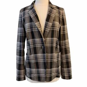 LAFAYETTE 148 Lightweight Plaid Blazer Jacket 6